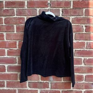 Eileen Fisher $148 Velour Funnel Neck Boxy Top Petite large NEW